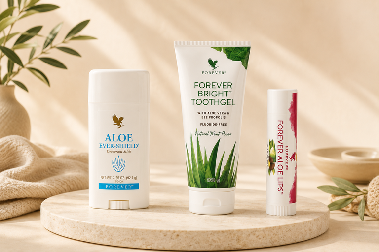 Aloe Ever-Shield Deo, Forever Bright Toothgel en Aloe Lips